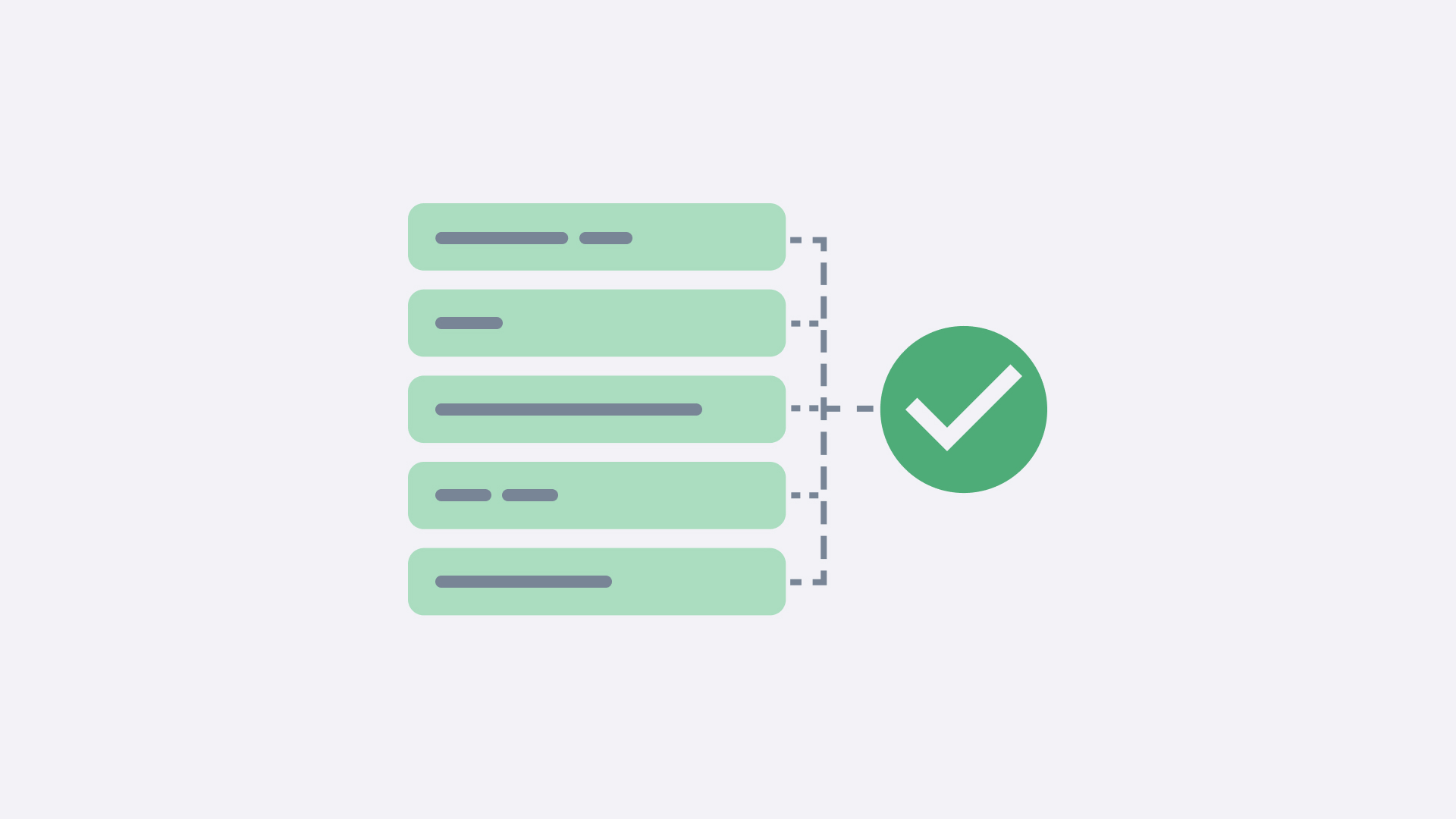Illustration showing Kosli's custom attestations feature with five green progress bars and a checkmark icon, representing flexible, evidence-driven compliance.