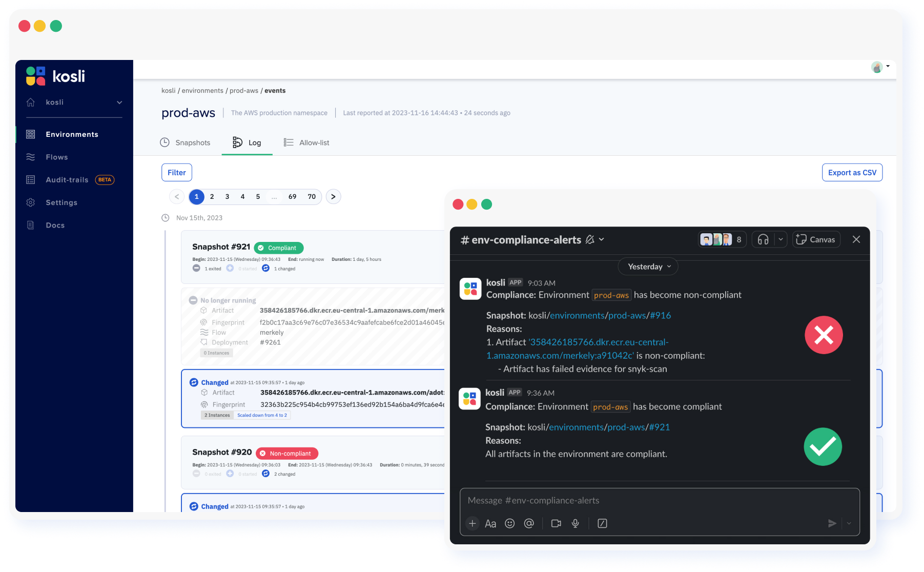 Security and Compliance in app and in Slack