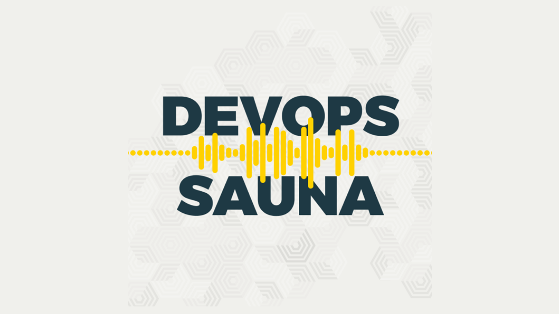 DevOps Sauna Logo with sound-wave, hexagon pattern