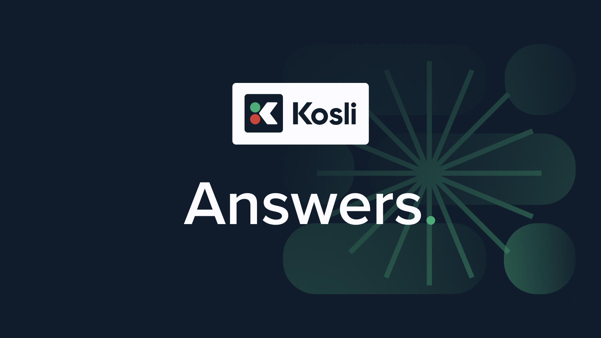 Kosli logo - Answers. In text with a AI sparkle in background
