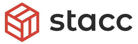 Stacc Norwegian fintech company - Red box icon with grey text